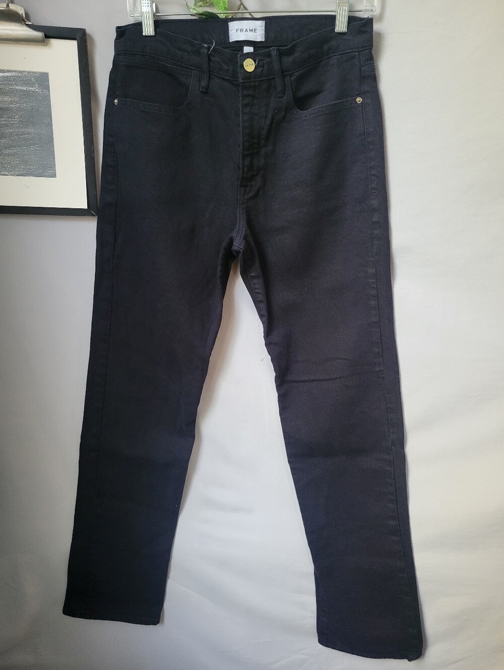 Frame Straight Leg Denim Jeans Black 27